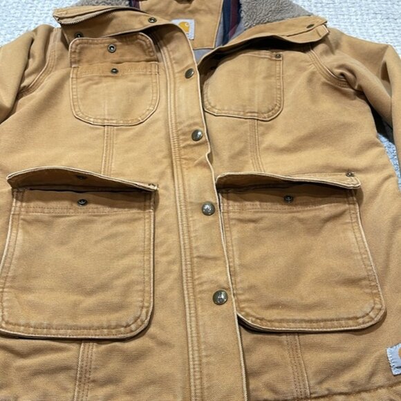 Women’s Carhartt Utility Barn Coat Lined Fleece Collar Tan Size Small (4-6) - Picture 16 of 16